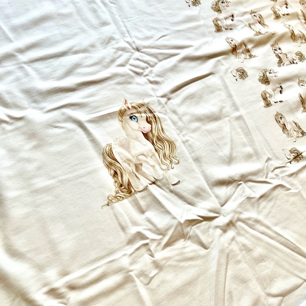 Organic Cotton jersey sewing fabric- unicorn panel